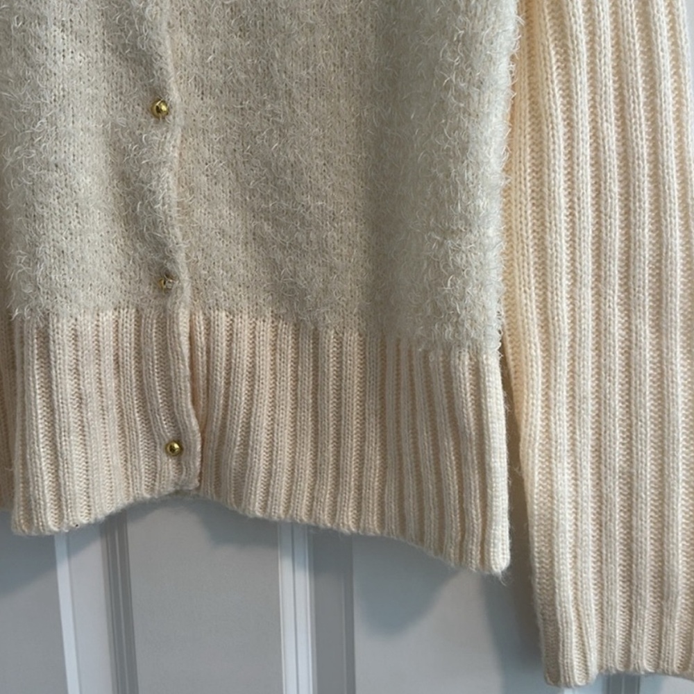Tulle Cream Cardigan Sweater - Picture 5 of 9